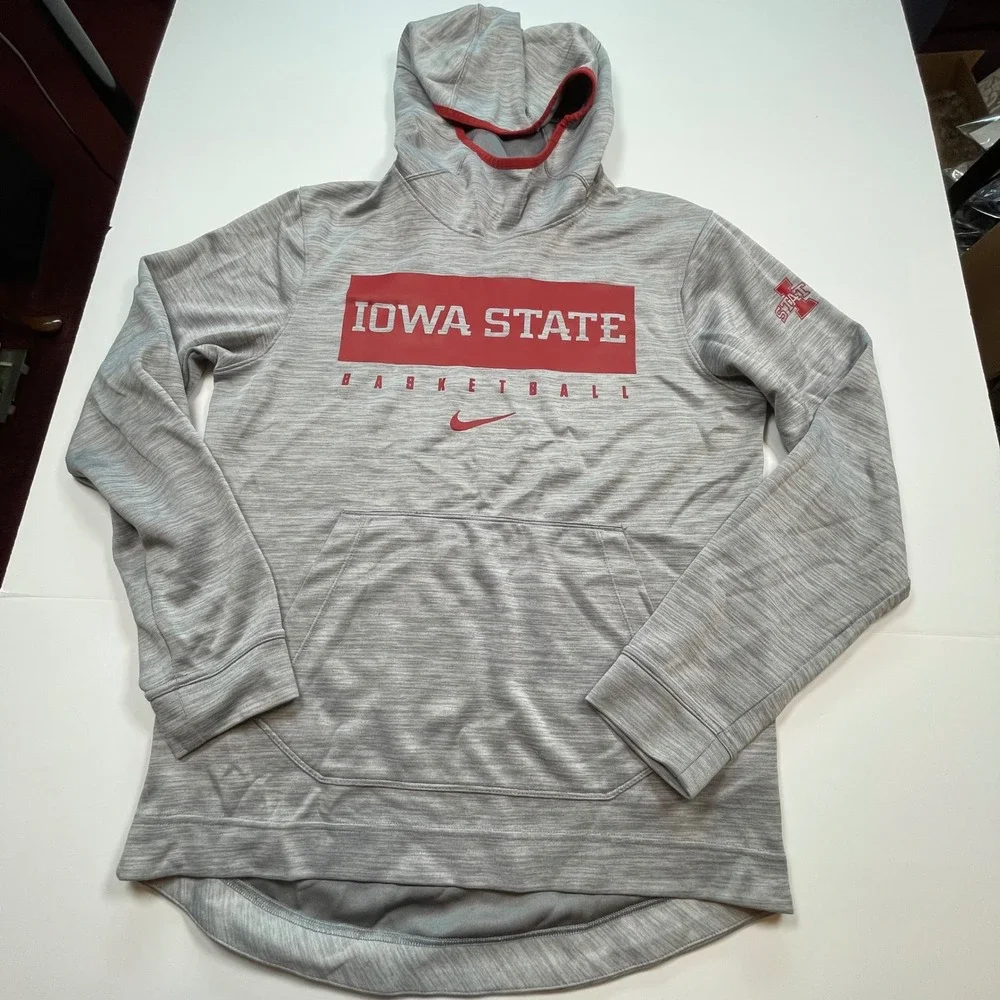 Nike Iowa State Basketball Dri-FIT Hoodie Mens Small Gray Red Pullover